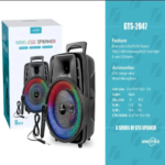GTS-2047 Speaker With 8 Inch Pofer With Mic And Charging Cable 1200mah battery